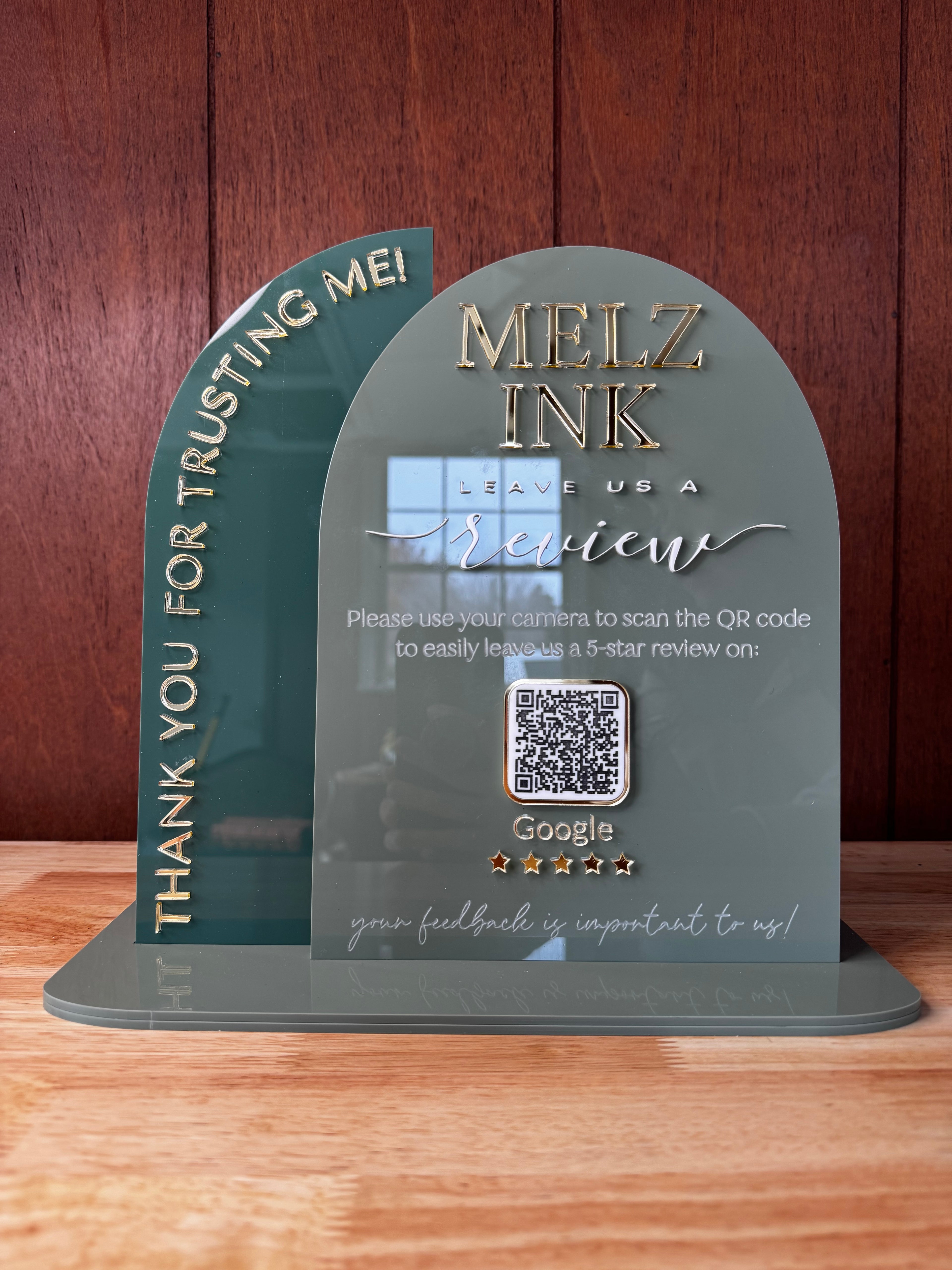 Arch Double Plaque- Review QR Code