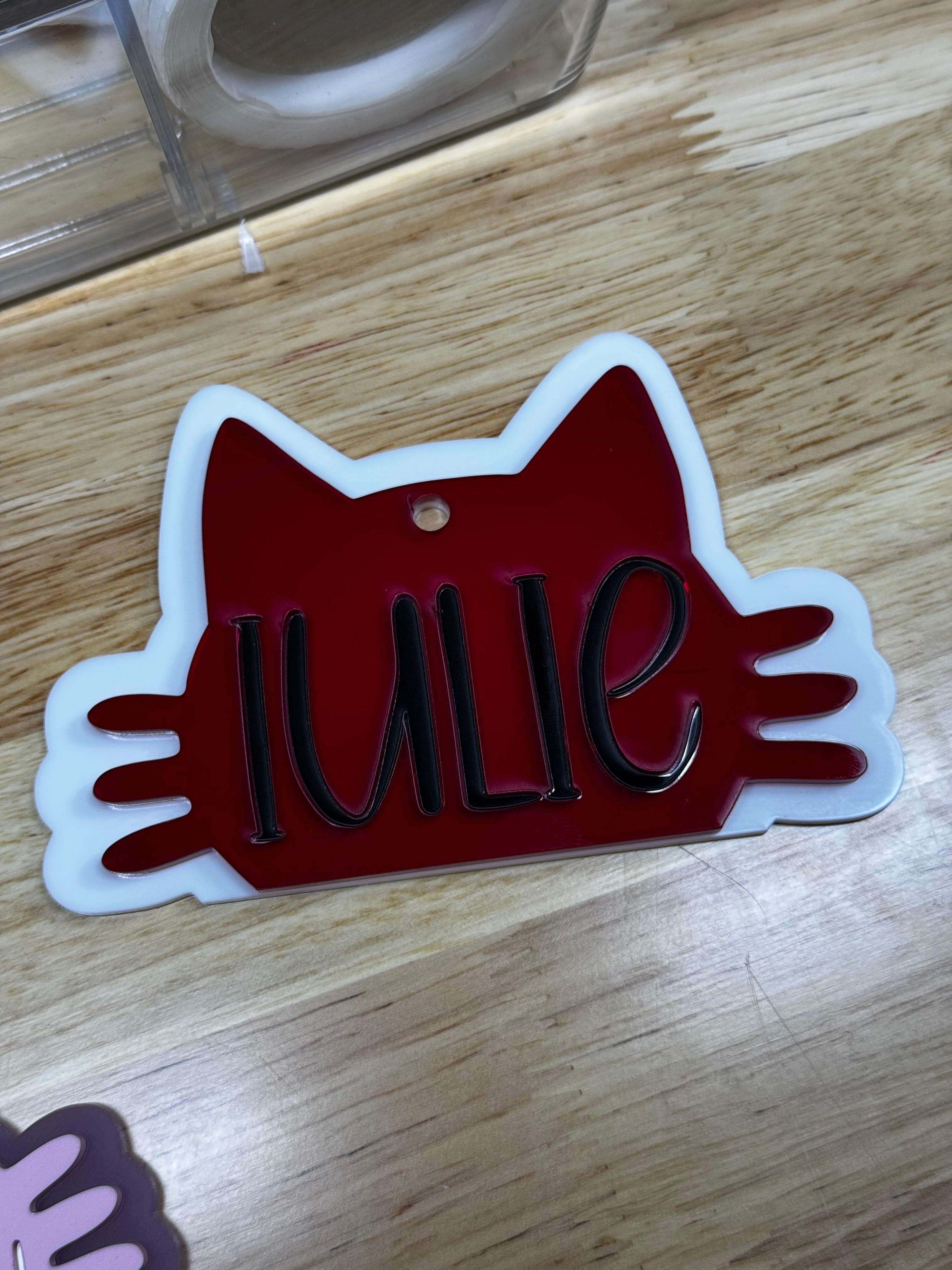 Acrylic Keychain- Cat Theme w/ Name