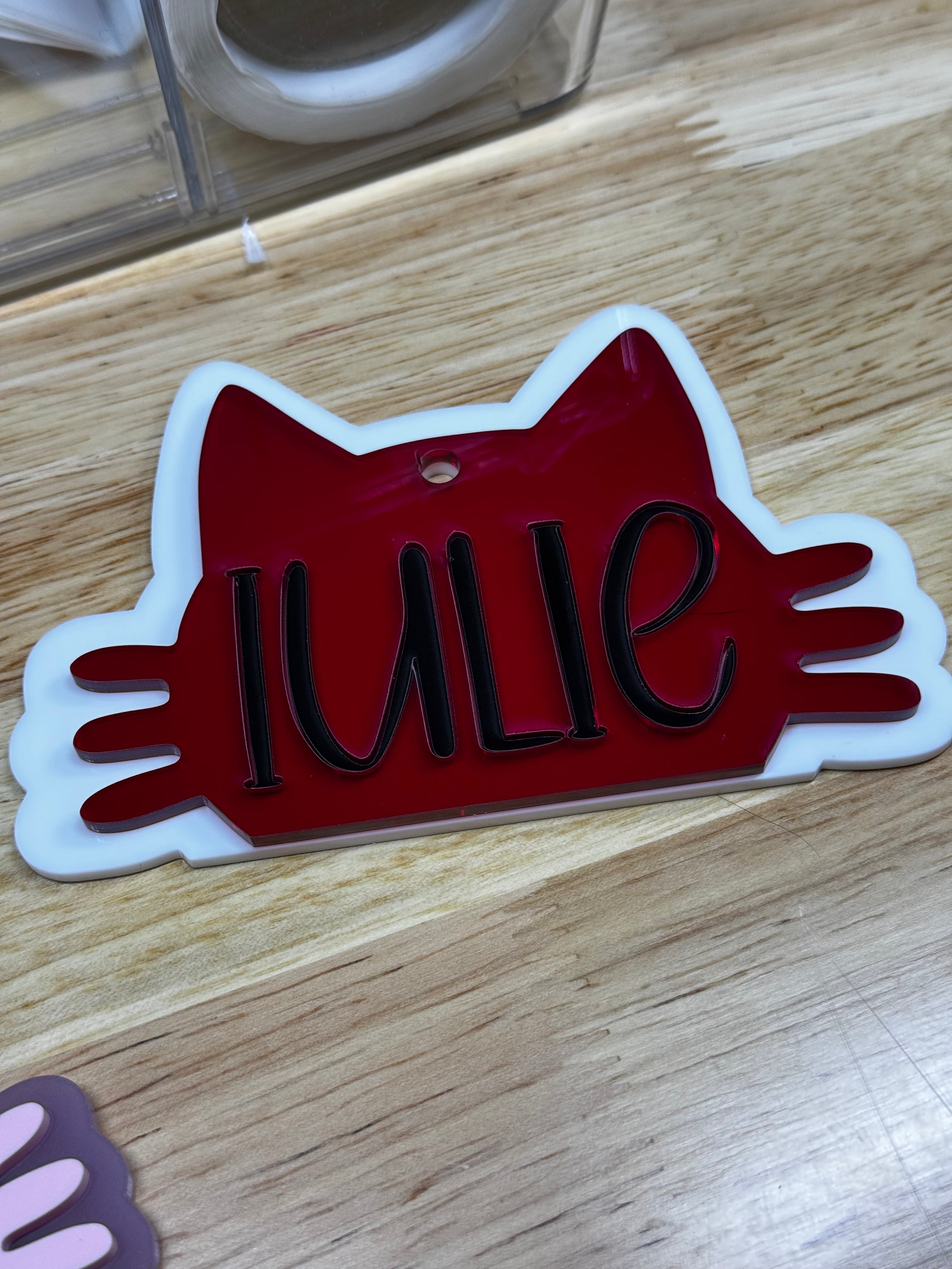 Acrylic Keychain- Cat Theme w/ Name