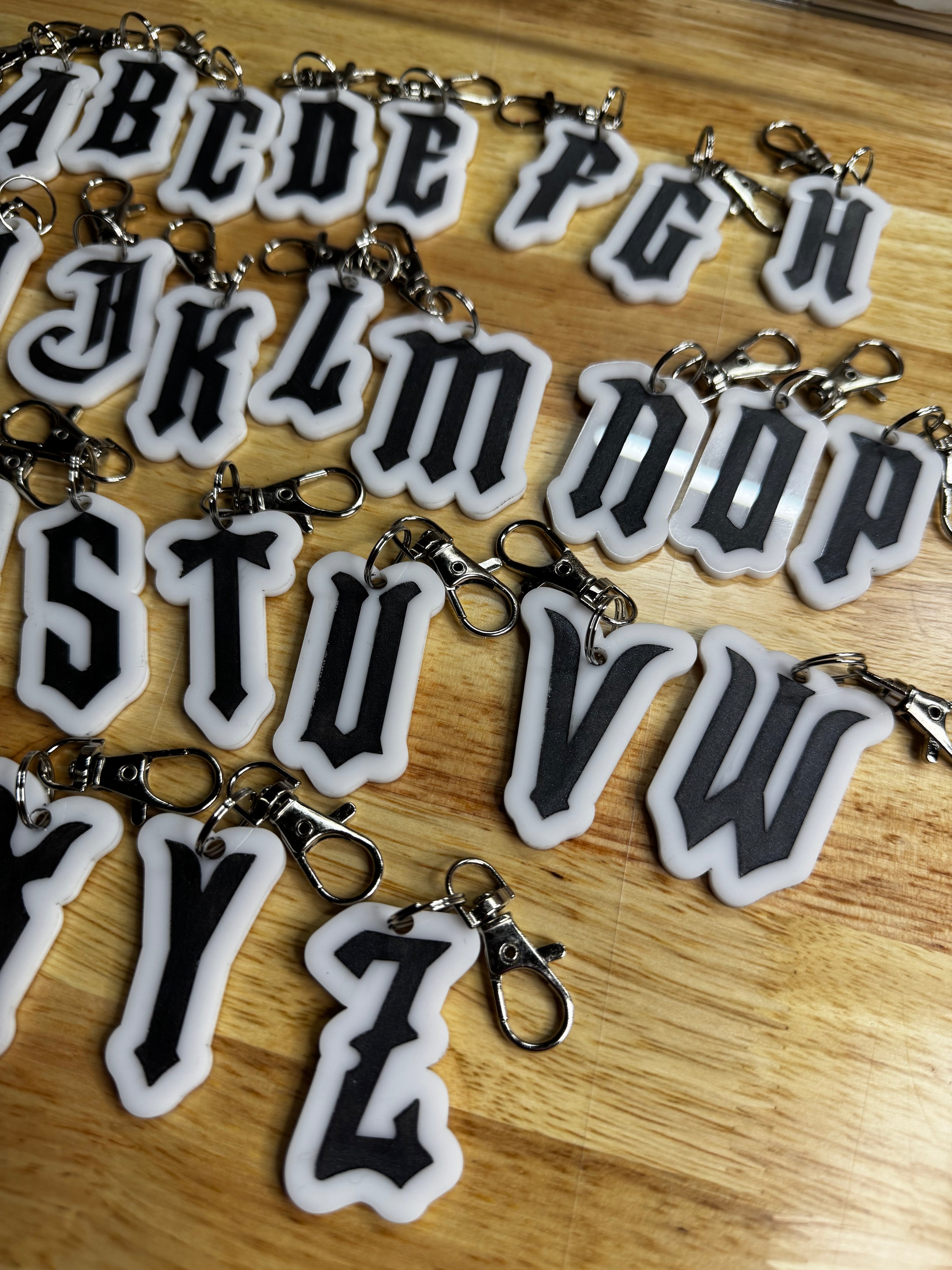 Old English Letter Keychain