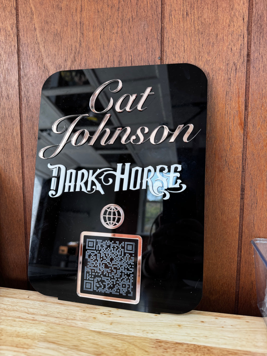 Layered Name and QR Code Plaque w/ Stand