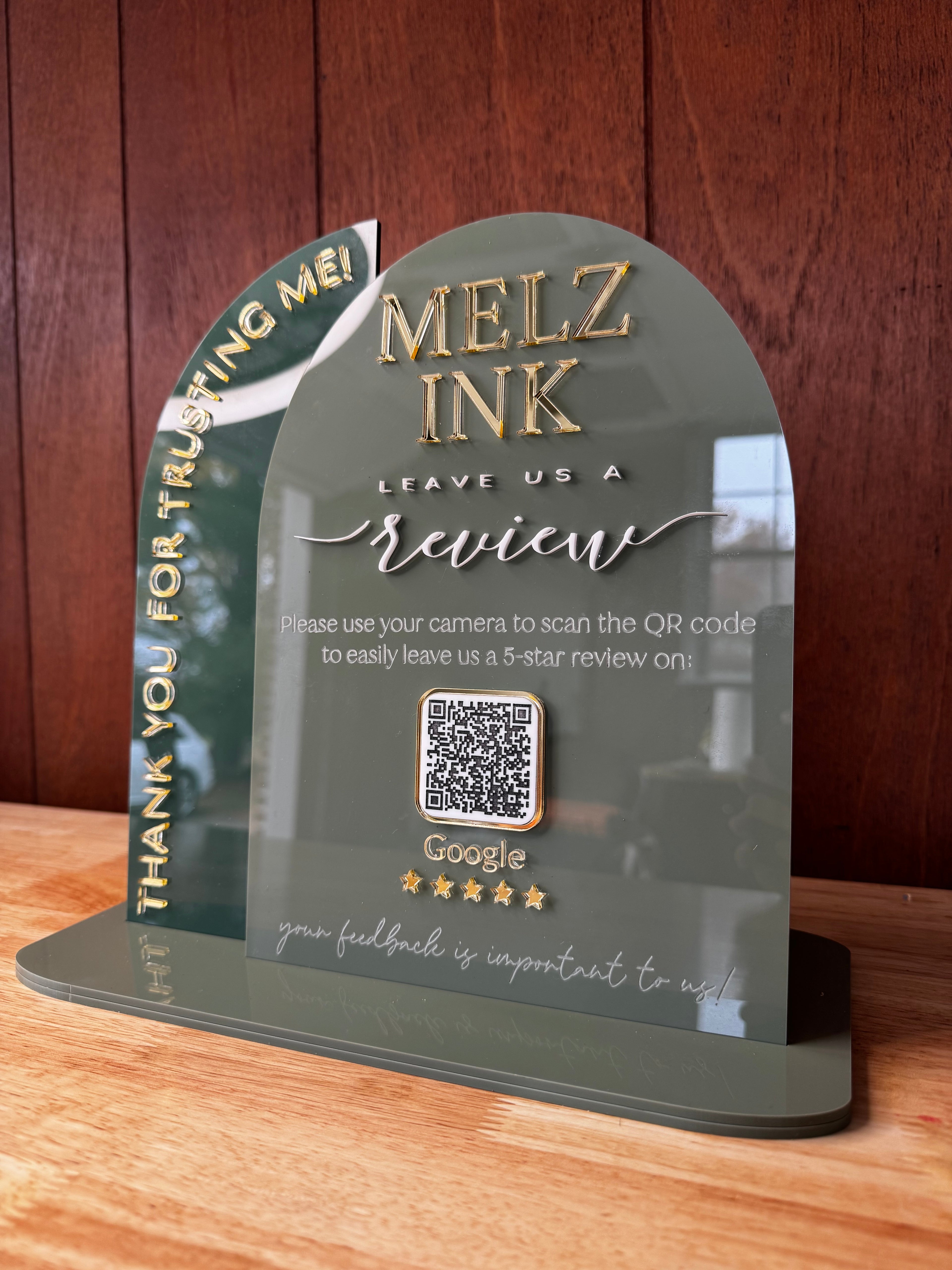 Arch Double Plaque- Review QR Code