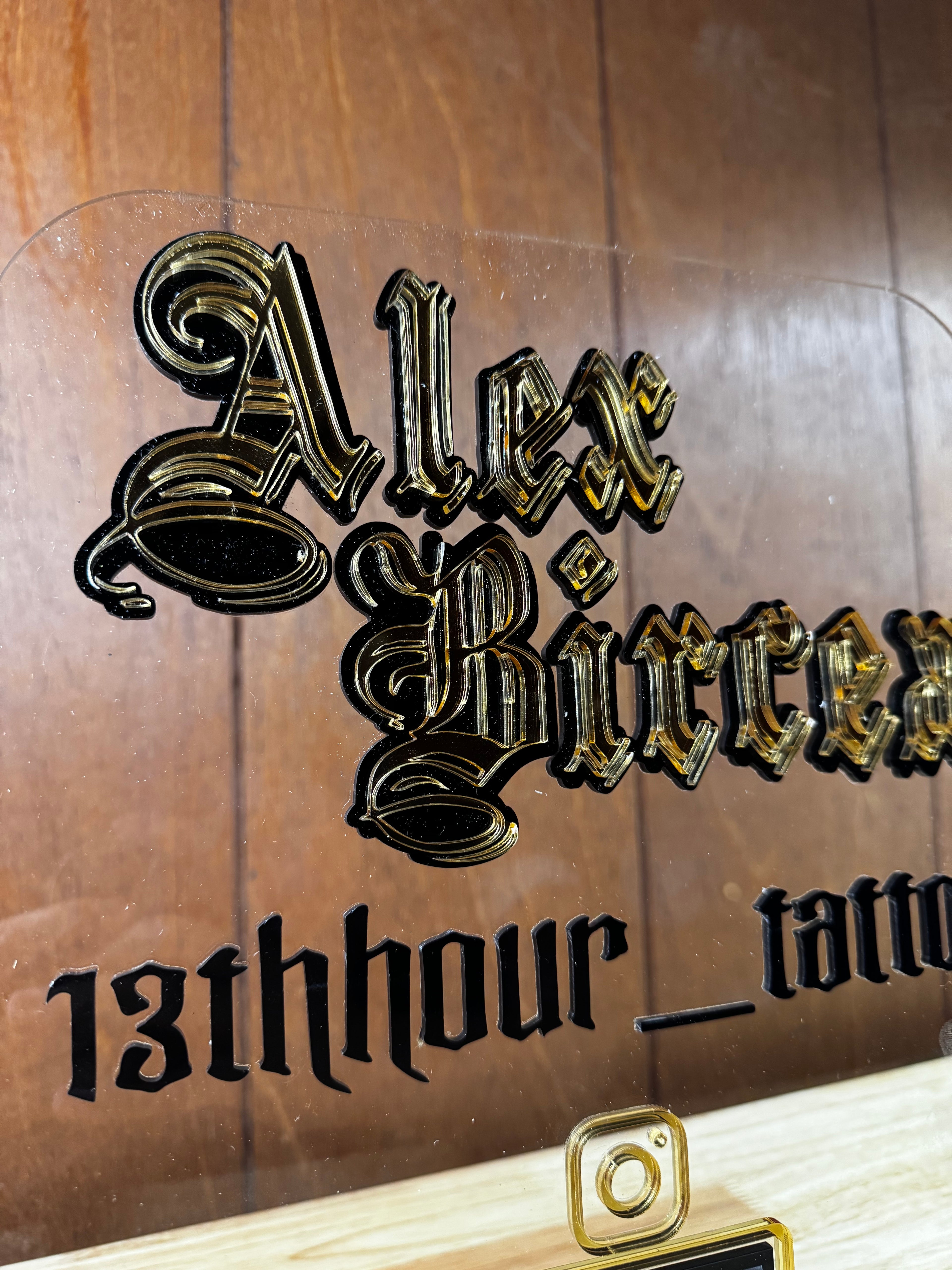 Layered Name and QR Code Plaque w/ Stand